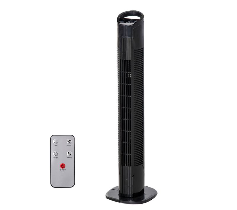 Ventilateur Colonne Tour Oscillant 50 W noir Avec Télécommande