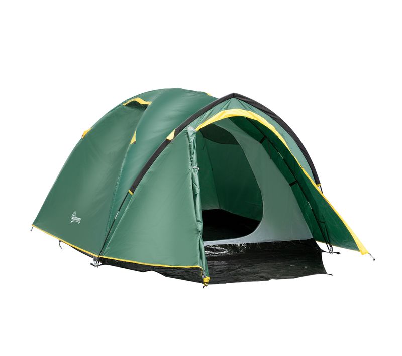 Tente De Camping 2-3 Personnes Fibre Verre Polyester Pe Vert