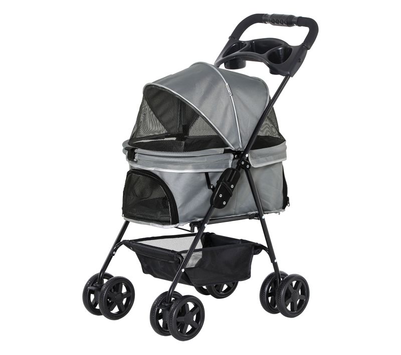 Poussette Buggy Pliable Chien Chat Panier Rangement 4 Roues