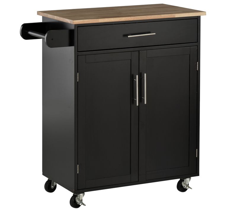 Desserte De Cuisine - 2 Portes, étagère, Tiroir, Porte-torchons