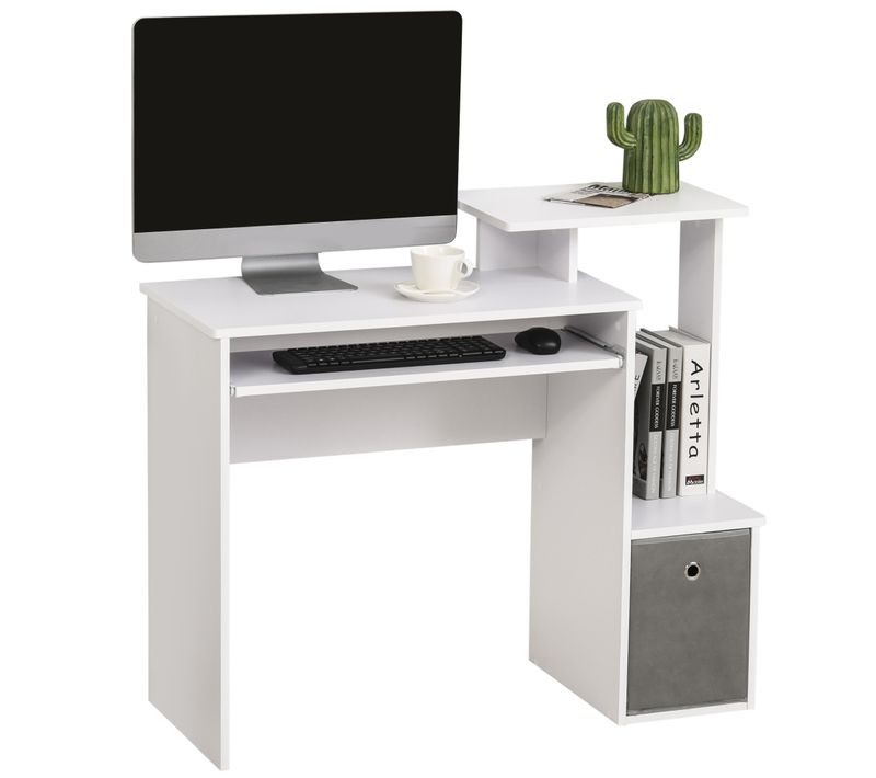 Bureau Informatique Étagères Tablette Clavier Panier Panneaux Particules