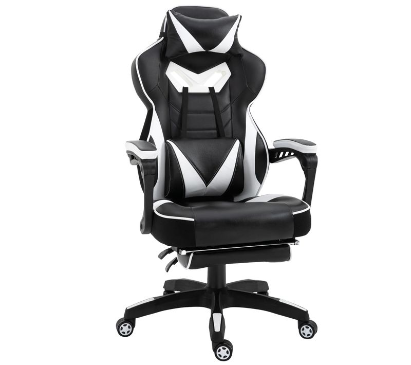 Fauteuil De Bureau Gamer Inclinable Repose-pied Coussins Revêtement Synthétique