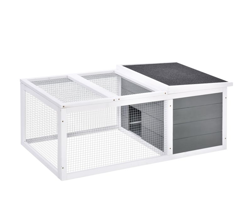 Clapier De Sol Enclos Extérieur Niche Porte Double Toit Ouvrant Bois Sapin