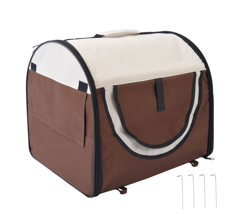 Sac De Transport Pour Chien Chat Pliable Marron Beige