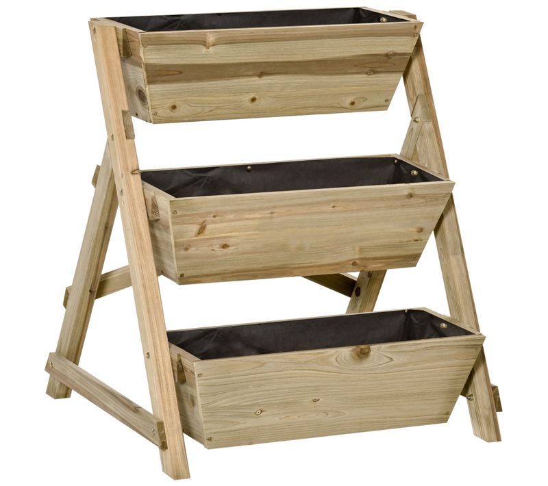 Jardinière Sur Pieds 3 Étages Inserts D'irrigation Feutre Drainage Sapin Autoclave