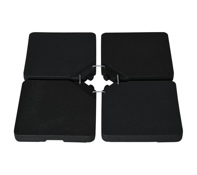 Lot De 4 Dalles Pour Parasol à Lester Hdpe Surface Granuleuse Noir