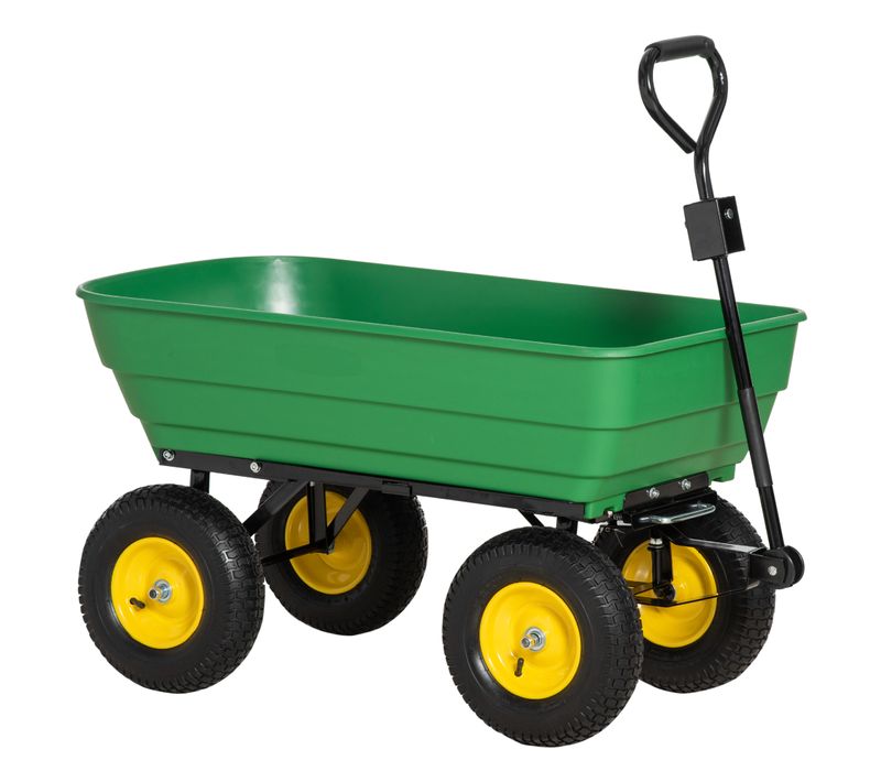 Chariot De Jardin à Main Benne Basculante Jaune Vert