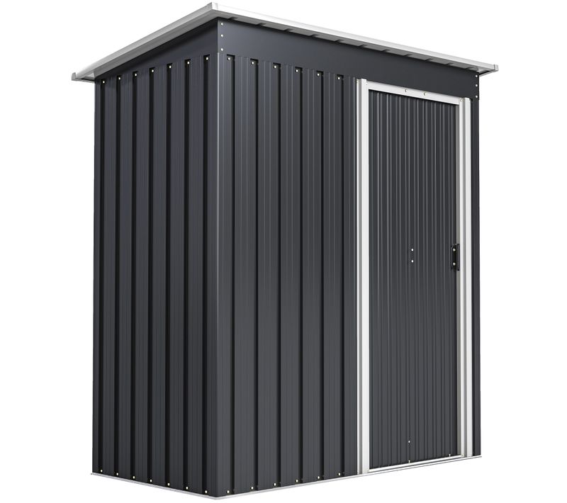 Abri De Jardin - Remise Pour Outils - Cabanon Porte Coulissante - Tôle D'acier Noir Blanc