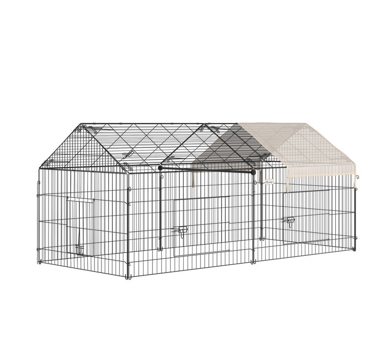 Parc Enclos Métal Cage Extérieure 3 Portes Et Trappe Surface Abrité Pe