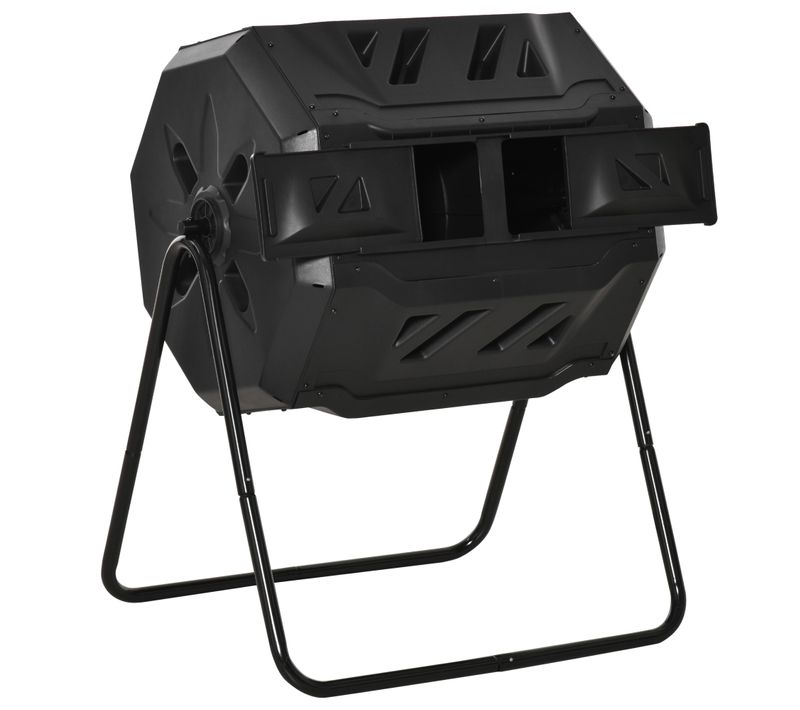 Composteur De Jardin Rotatif 360° 2 Chambres 160 L