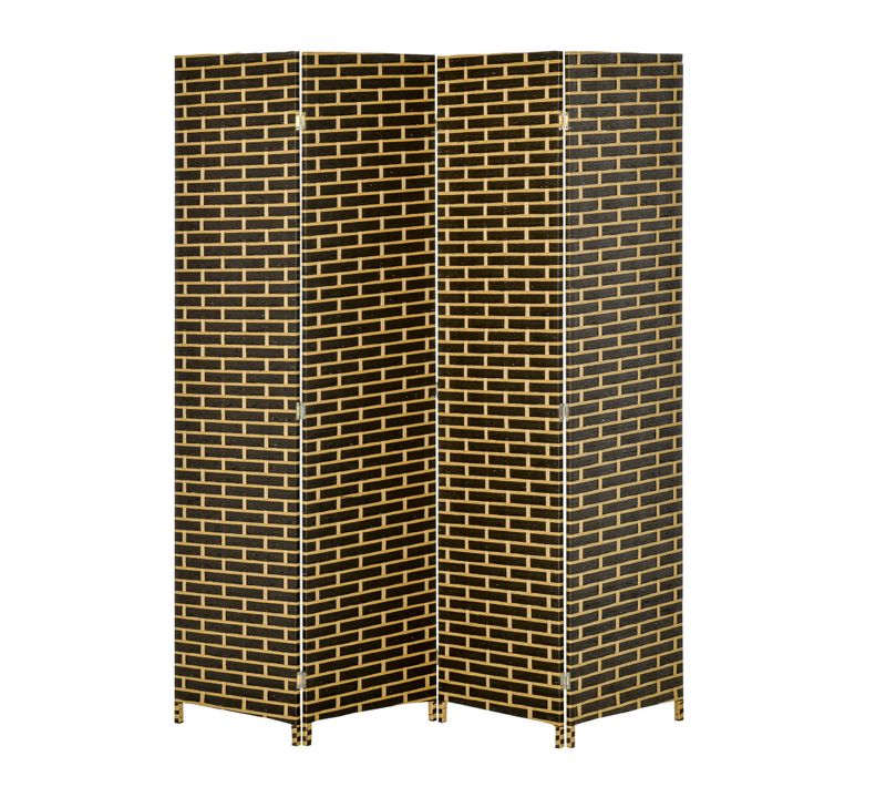 Séparateur De Pièces 4 Panneaux Pliables Chocolat Paille