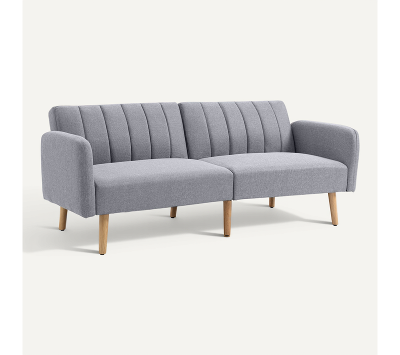 Canapé Convertible 2 Places Design Scandinave Tissu Aspect Lin