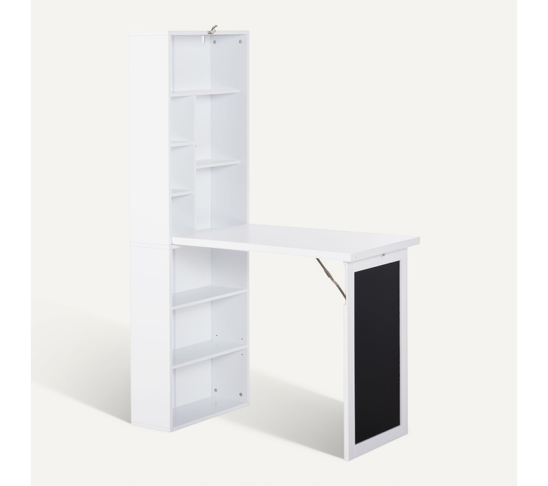 Bureau Mural Pliable Bibliothèque Avec Tableau Craie Intégré