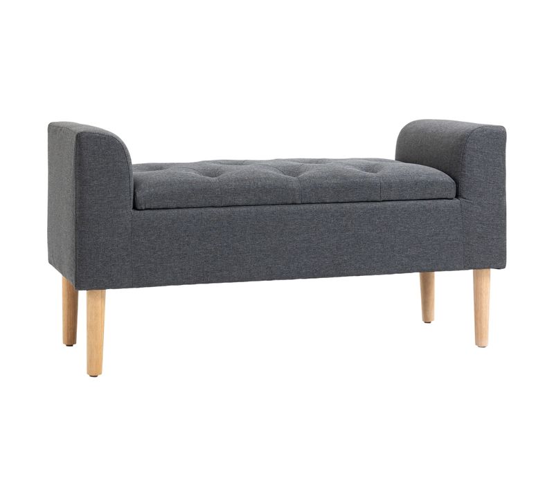 Banquette Coffre De Rangement 2 En 1 Chesterfield Aspect Lin Gris