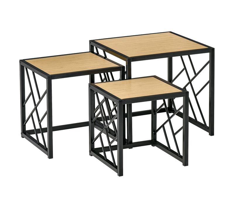 Ensemble De 3 Tables Basses Gigognes Style Industriel