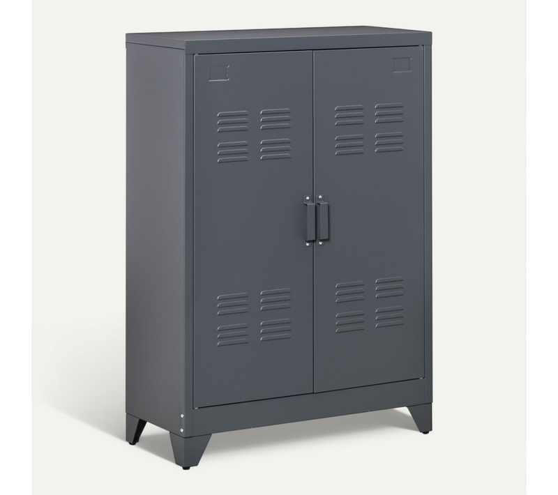 Armoire Design Industriel 2 étagères Tôle Métal