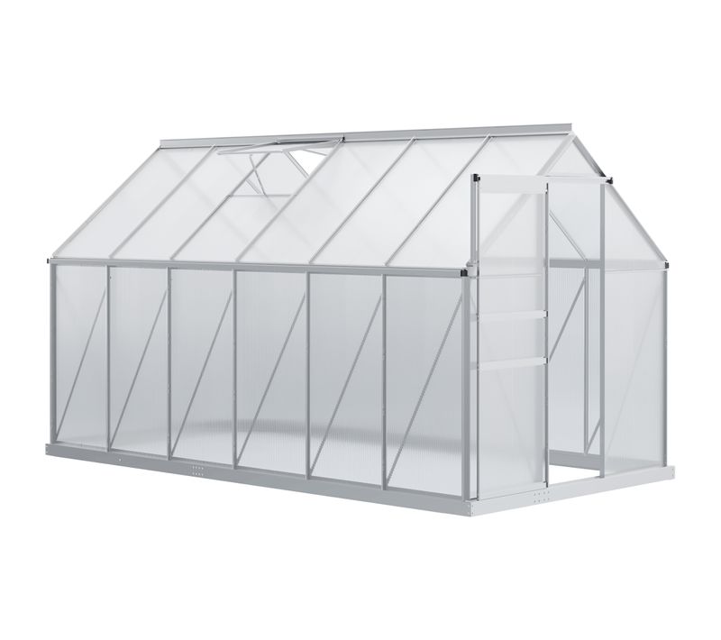 Serre De Jardin Aluminium Polycarbonate Lucarne Porte Coulissante