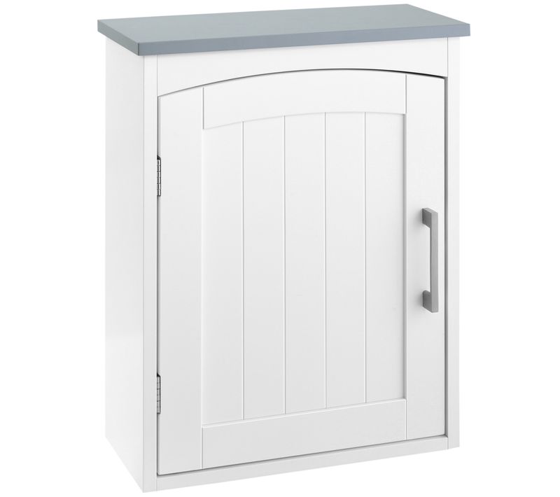 Armoire Haute Murale De Salle De Bain Ou Wc Blanc Gris
