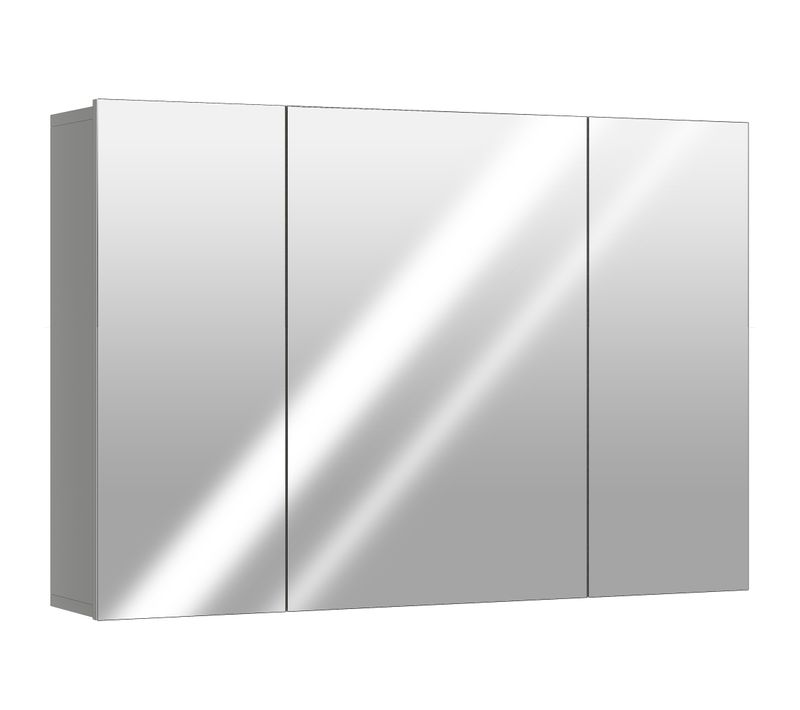 Armoire Miroir De Salle De Bain 3 Portes 2 Étagères Blanc