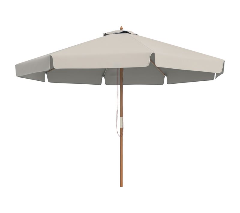 Parasol Droit Rond D. 3,25 X 2,5h M Bois De Bambou Polyester Gris