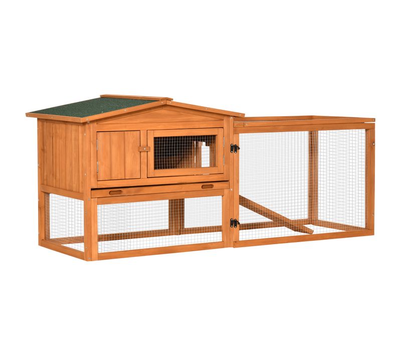 Clapier Cage à Lapins Rongeurs 2 Étages Avec Enclos Extérieur Bois