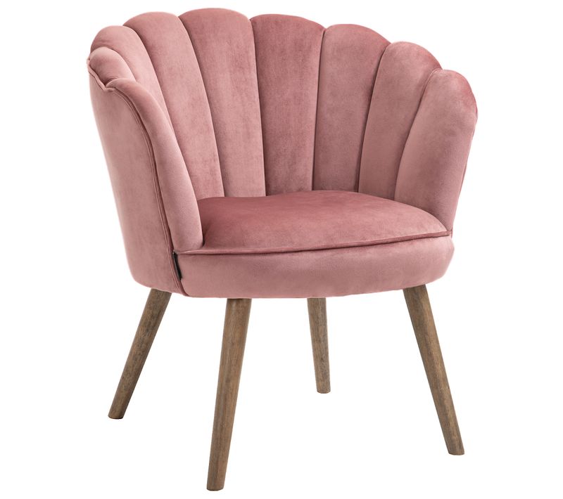 Fauteuil Design Coquillage Piètement Bois Hévéa Velours