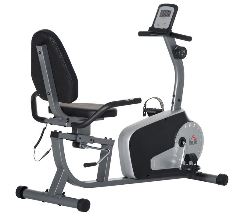 Vélo D'appartement Semi-allongé Magnétique Réglable Acier Abs Gris Noir
