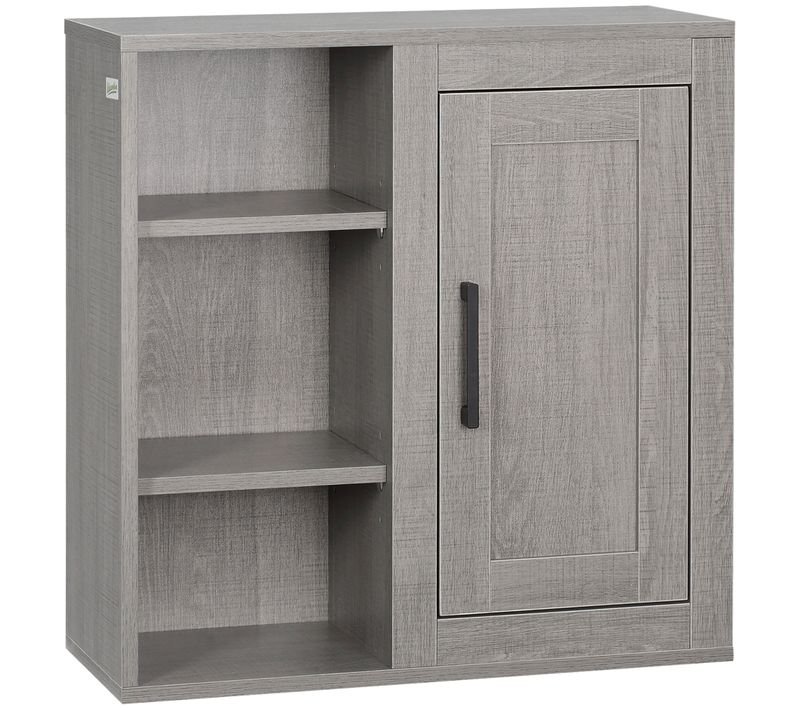 Armoire Haute Murale De Salle De Bain Gris