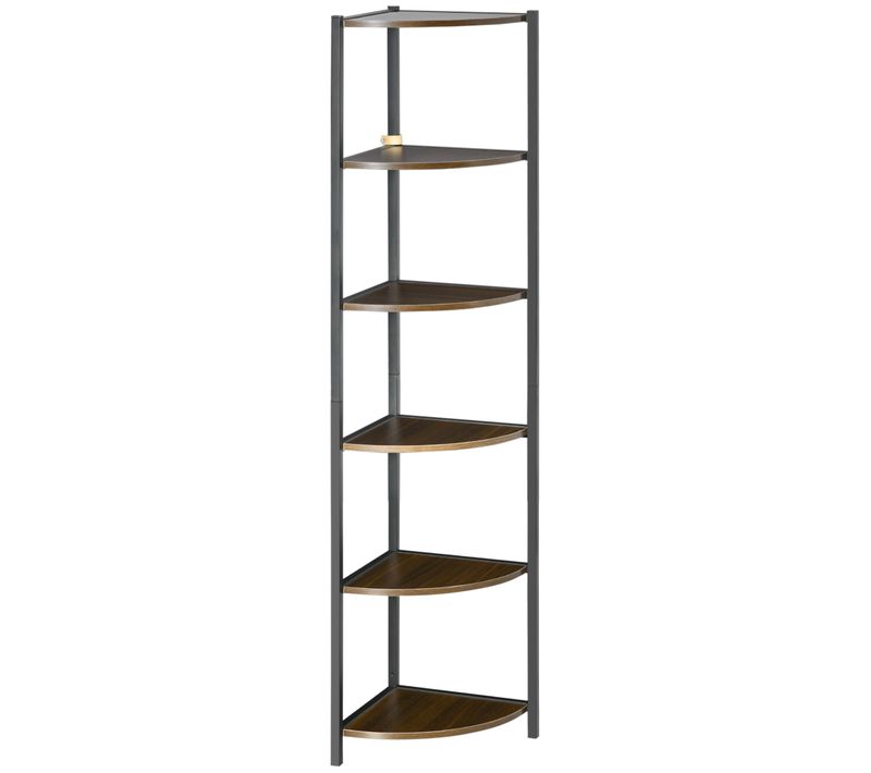 Étagère Bibliothèque D'angle Style Industriel 6 Étagères H.166 Cm