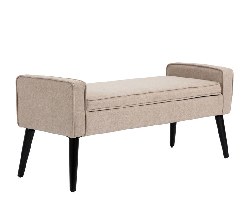 Banquette Coffre De Rangement 2 En 1 Style Contemporain Tissu Beige