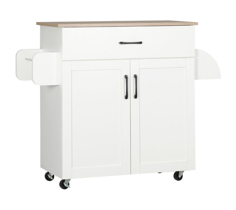 Desserte De Cuisine 2 Portes Étagère Tiroir Porte-torchons Étagère Épices