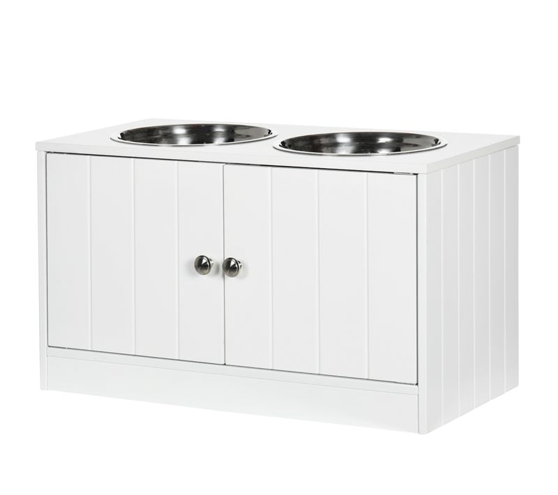 Porte-gamelles Surélevé Armoire 2 En 1 - 2 Portes, 2 Gamelles