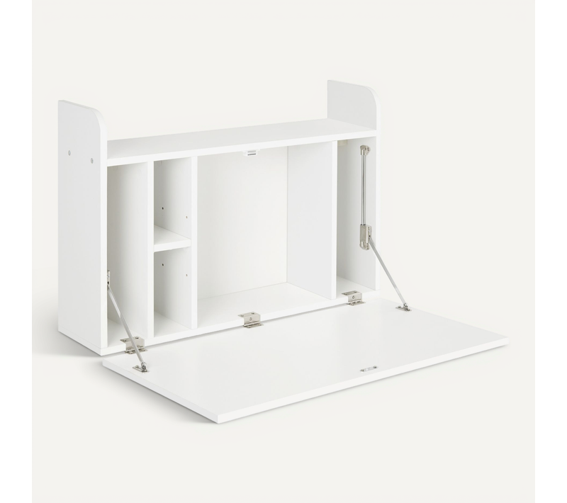 Bureau Mural Pliable Multi-rangement Blanc