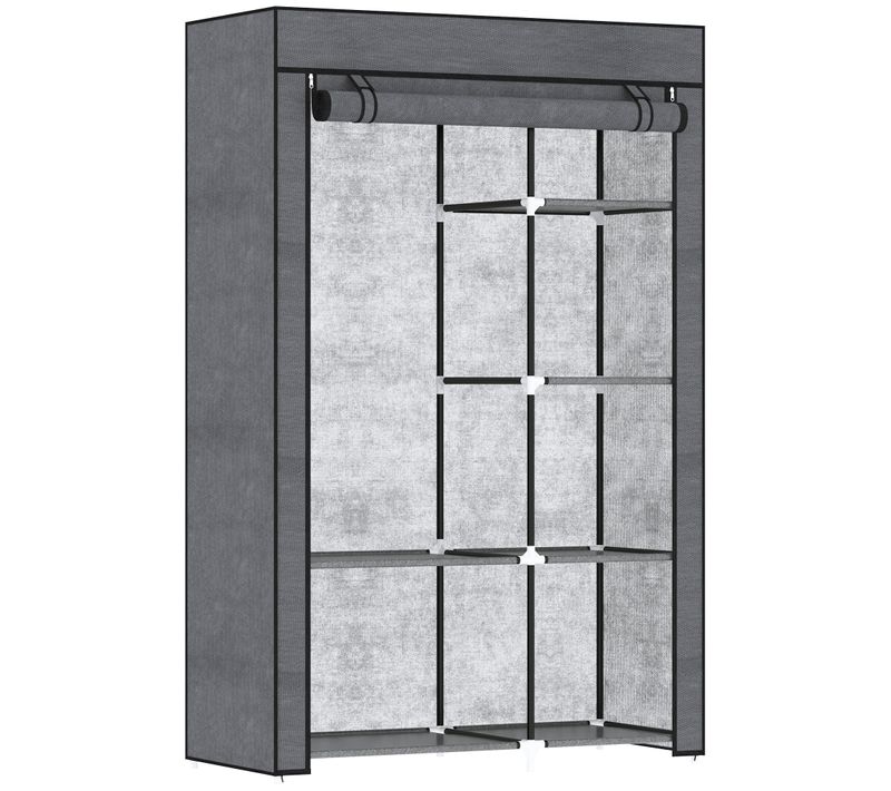 Armoire Penderie Multi-rangement - 6 étagères, 1 Barre - Non Tissé