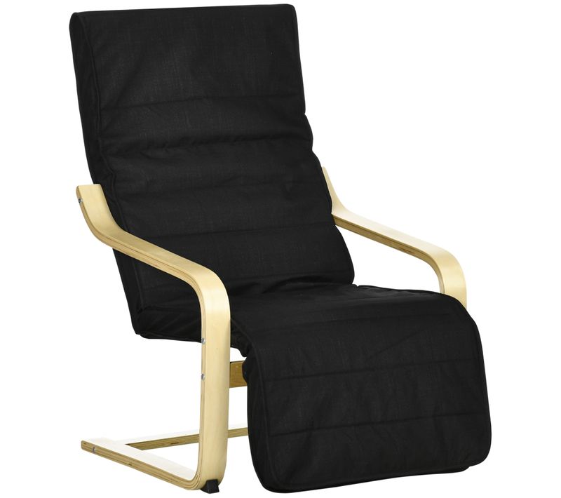 Fauteuil Style Nordique Repose-pied Réglable Bois Tissu