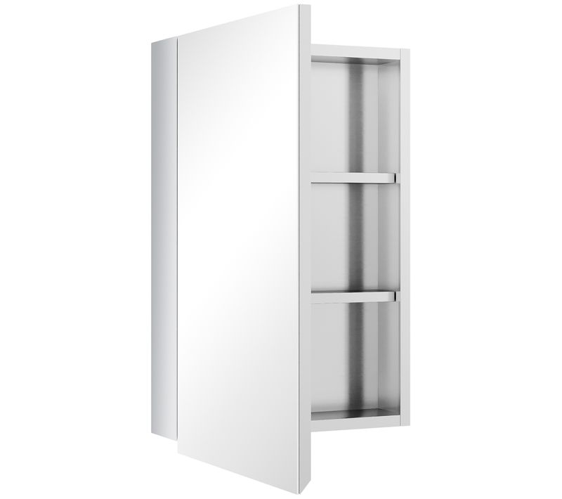 Armoire Miroir Murale Salle De Bain 2 Étagères Acier Inox.