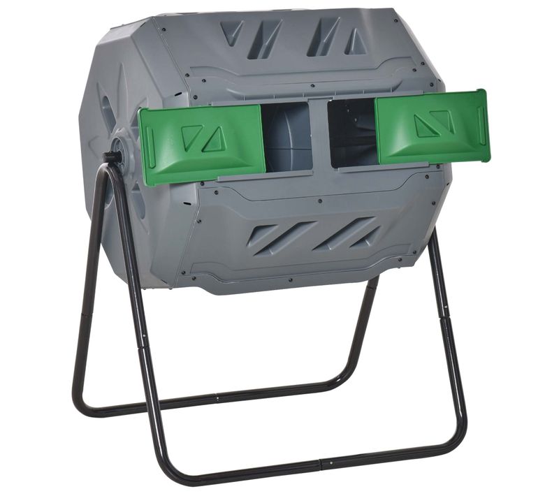 Composteur De Jardin Rotatif 360° 2 Chambres 160 L