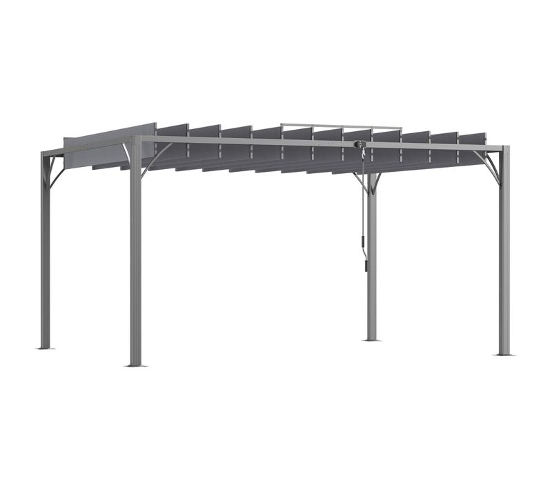Pergola Lames Orientables 3,9l X 2,95l X 2,13h M Alu. Acier époxy Polyester Gris