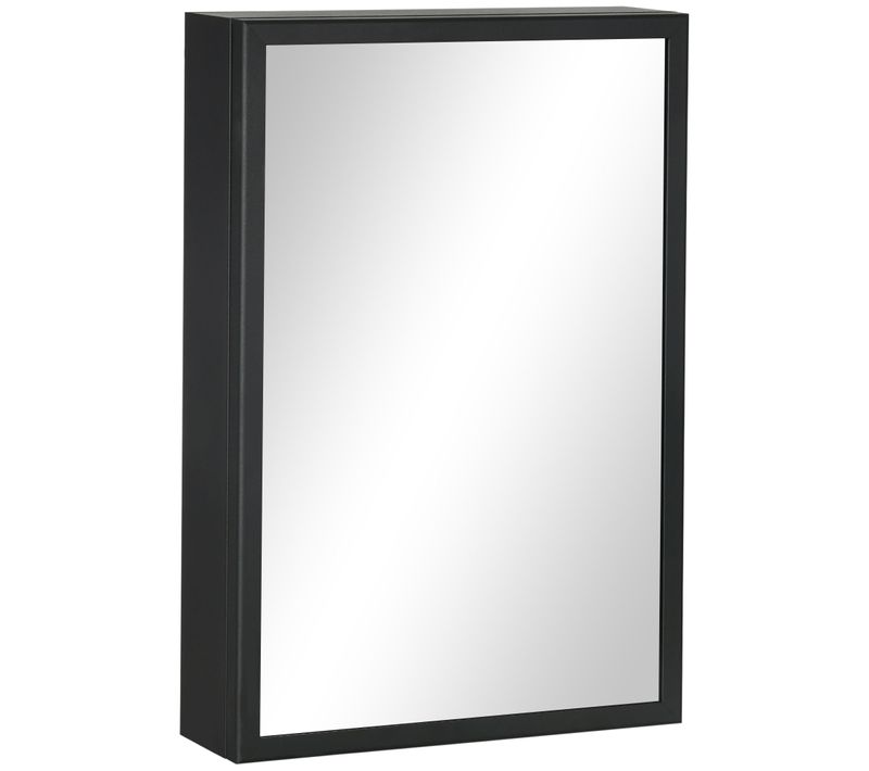 Armoire Miroir Murale Salle De Bain 2 Étagères Noir