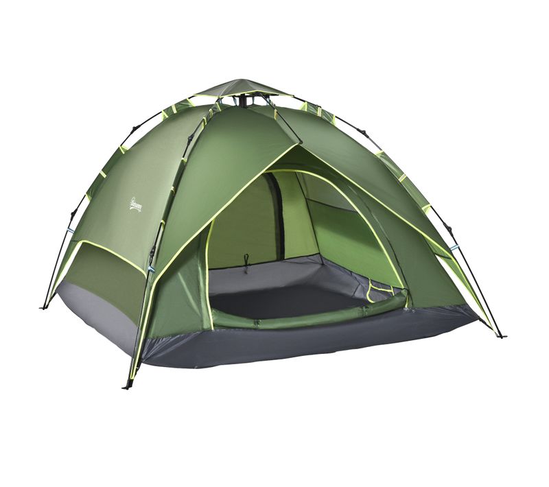 Tente De Camping Pop Up 2-3 Personnes Vert Kaki