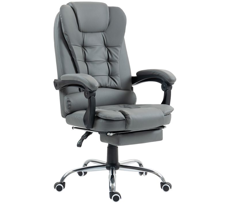 Fauteuil De Bureau Manager Inclinable Repose-pied Intégré Revêtement Synthétique