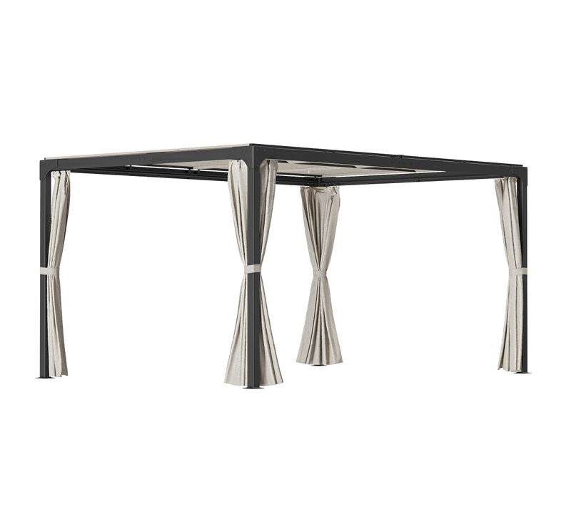 Pergola Rétractable 2,95l X 2,95l X 2,20h M Double Toit Coulissant Beige