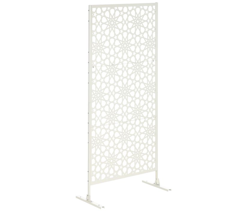 Panneau Décoratif Extérieur Métal - Brise Vue Motif Étoiles - Acier Blanc