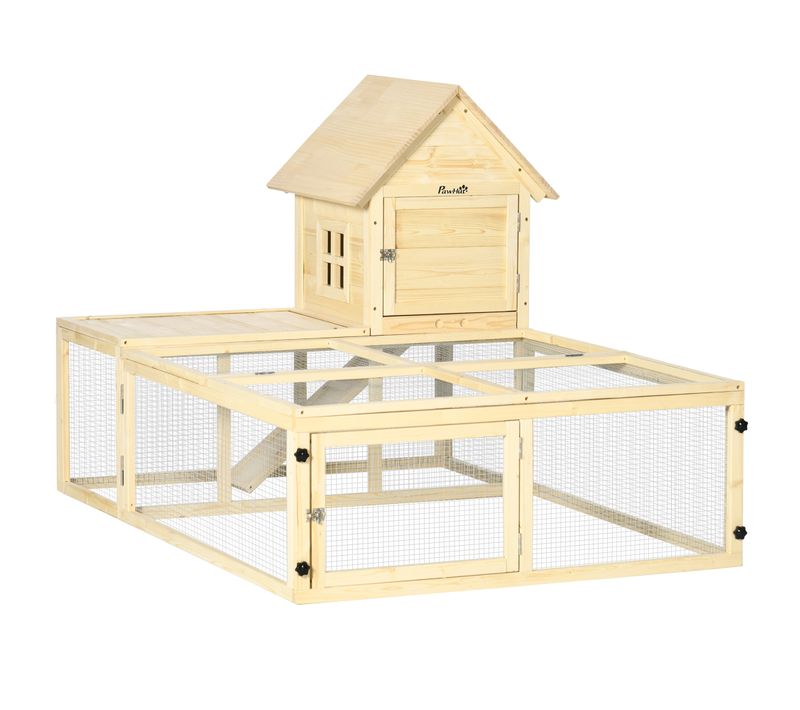 Clapier Enclos Cage à Lapin 2 Niveaux Bois Sapin