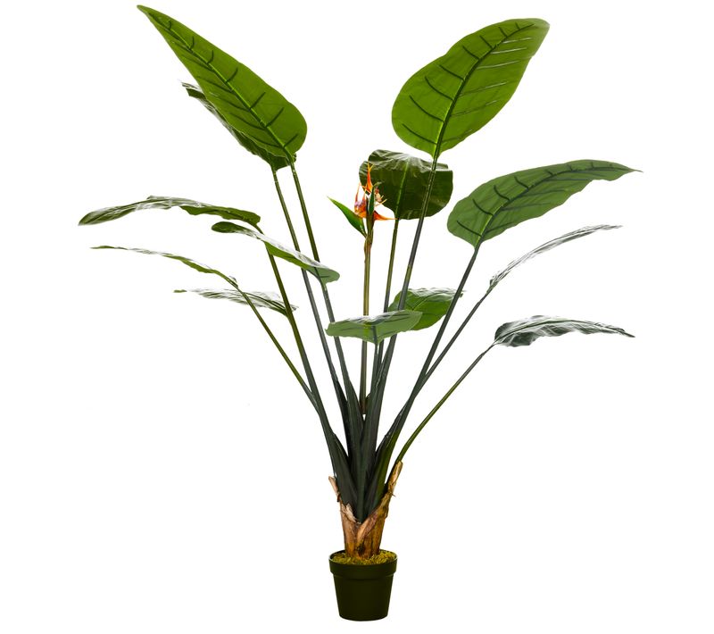 Plante Artificielle Strelitzia H. 180 Cm Feuilles Fleurs Réalistes Pot Inclus