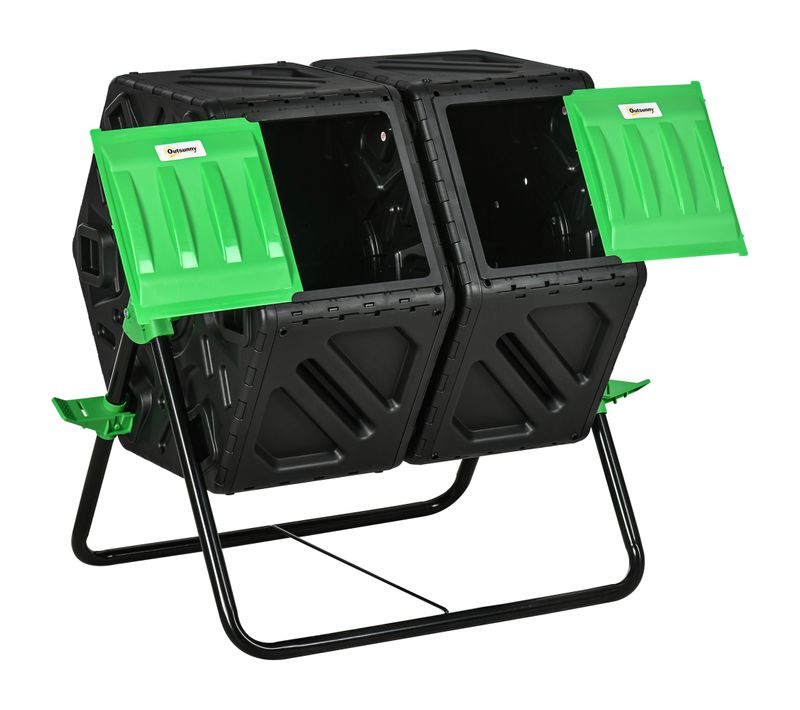 Composteur De Jardin Rotatif 360° 2 Chambres 130 L