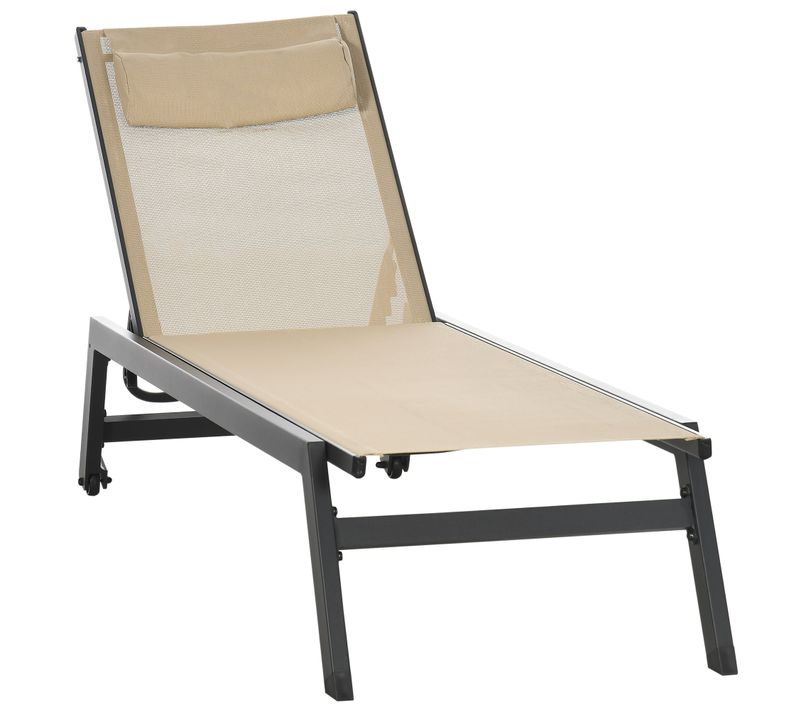 Transat Inclinable 5 Positions - 2 Roulettes - Alu. Textilène