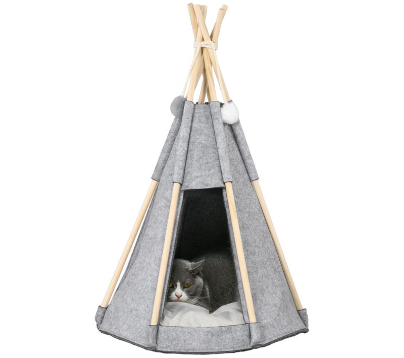 Tipi Tente Pour Animaux Coussin Épais Grand Confort Inclus Gris
