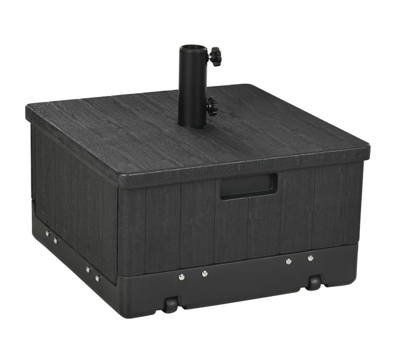 Pied De Parasol Table Basse Jardinière 3 En 1 - Pe Aspect Bois Métal Noir