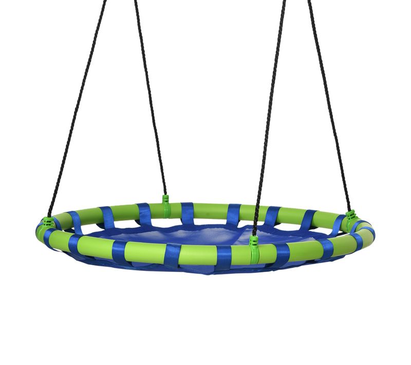 Balançoire Nid Oiseau Ronde D. 100 X 120-180h Cm Bleu Vert